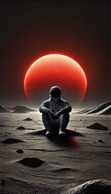 Astronaut Solitude Red Planet Surface Sci Fi Art - Free 4K & 8K Mobile Wallpaper