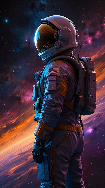 Astronaut Spacesuit Cosmic Nebula Vibrant Space Exploration - Free 4K & 8K Mobile Wallpaper