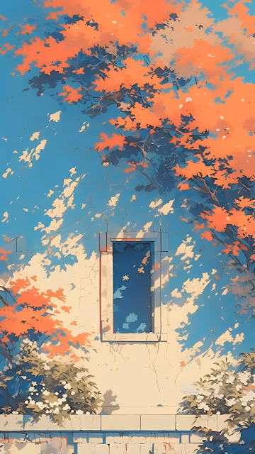 Autumn Sunlight Dappled Wall Window Anime Aesthetic - Free 4K & 8K Mobile Wallpaper