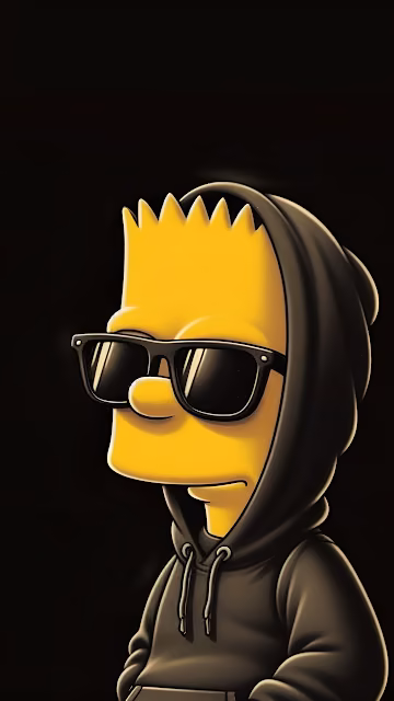 Bart Simpson Cool Portrait Black Hoodie Sunglasses Aesthetic - Free 4K & 8K Mobile Wallpaper