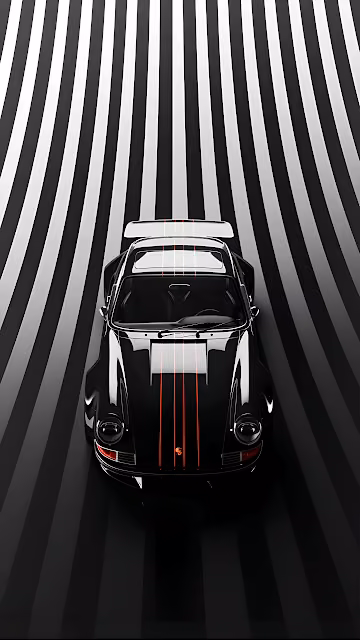 Black Sports Car on Abstract Striped Background - Free 4K & 8K Mobile Wallpaper