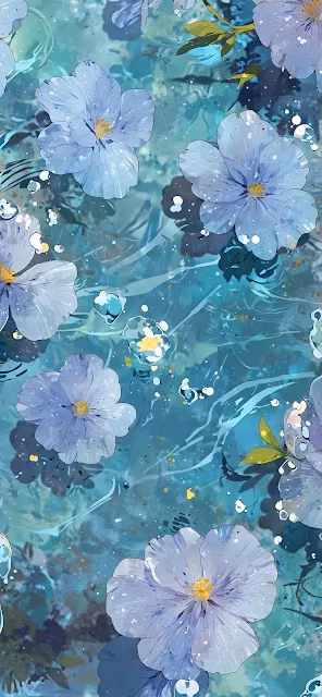 Blue Periwinkle Flowers Floating on Turquoise Water - Free 4K & 8K Mobile Wallpaper