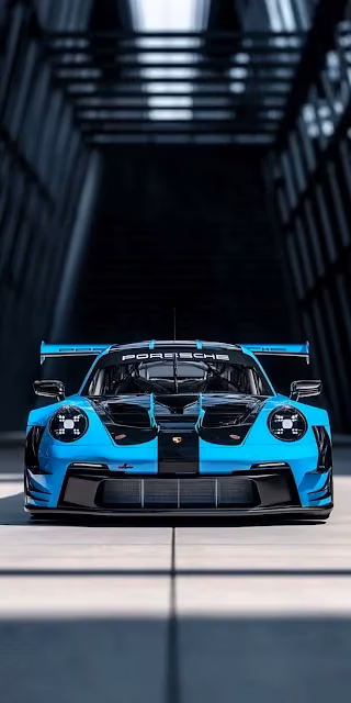 Blue Porsche GT3 Race Car Tunnel Aesthetic Performance Vehicle - Free 4K & 8K Mobile Wallpaper