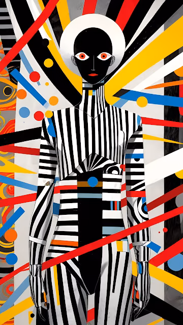 Bold Abstract Figure in Striped Suit Pop Art Style - Free 4K & 8K Mobile Wallpaper