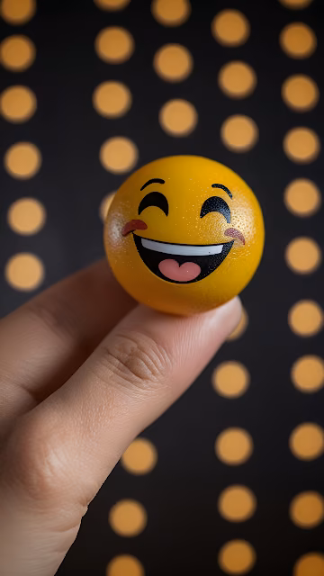 Cheerful Laughing Emoji Ball Hand Bokeh Dots Yellow - Free 4K & 8K Mobile Wallpaper