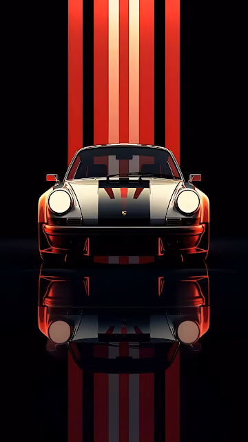 Classic Porsche 911 Turbo Red Stripe Studio Render - Free 4K & 8K Mobile Wallpaper