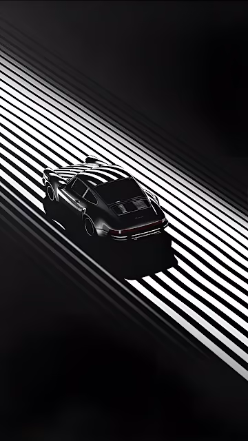 Classic Sports Car Black White Abstract Stripes Art - Free 4K & 8K Mobile Wallpaper