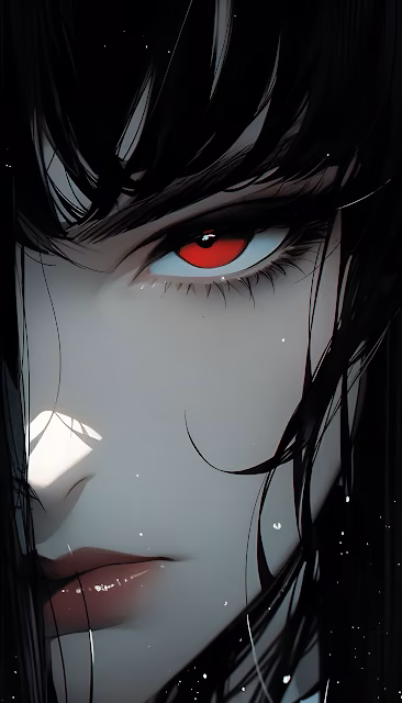 Close-Up of Anime Character with Piercing Red Eye - Free 4K & 8K Mobile Wallpaper