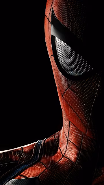 Close Up Textured Red Superhero Suit Black Background - Free 4K & 8K Mobile Wallpaper