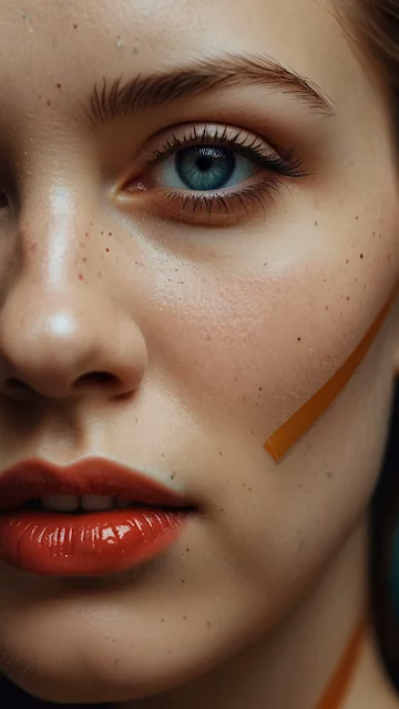 Close Up of Woman's Face with Freckles and Red Lip - Free 4K & 8K Mobile Wallpaper