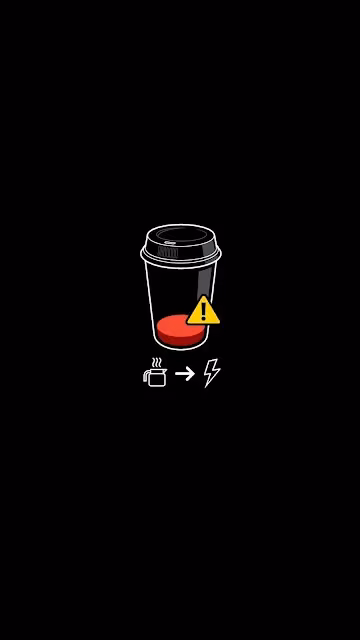 Coffee Cup with Warning Symbol on Black - Free 4K & 8K Mobile Wallpaper