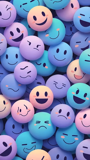 Colorful 3D Emoji Faces in Gradient Pastels - Free 4K & 8K Mobile Wallpaper