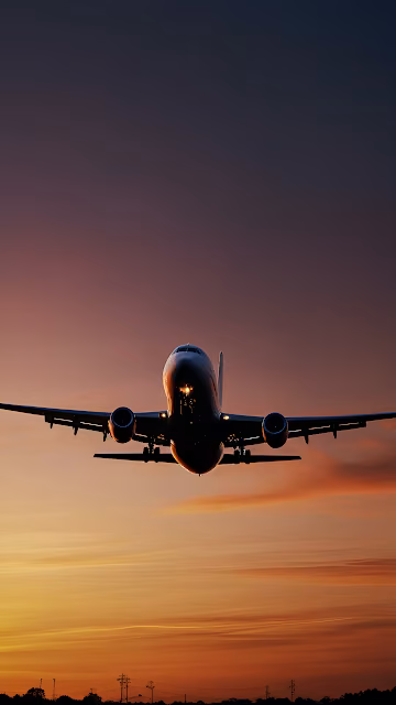 Commercial Jetliner Silhouette Against Dramatic Sunset Sky - Free 4K & 8K Mobile Wallpaper
