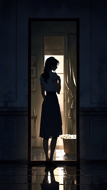 Contemplative Silhouette Woman in Doorway Light - Free 4K & 8K Mobile Wallpaper