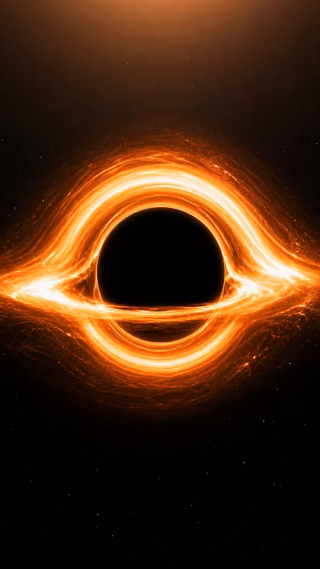 Cosmic Black Hole with Glowing Orange Accretion Disk - Free 4K & 8K Mobile Wallpaper