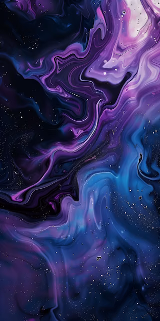 Cosmic Nebula Swirls Purple Blue Fluid Abstract Art - Free 4K & 8K Mobile Wallpaper