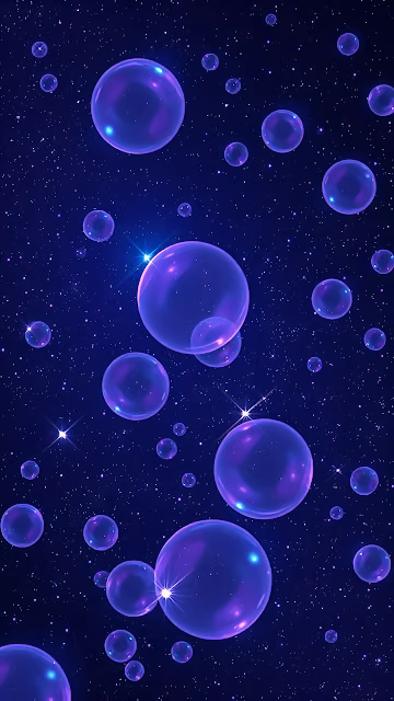 Cosmic Purple Spheres Floating in Starry Night Sky Art - Free 4K & 8K Mobile Wallpaper
