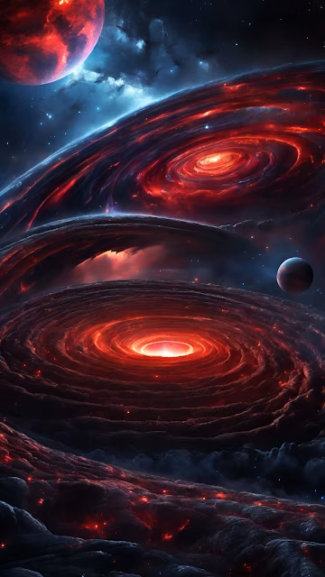 Cosmic Red Swirl Vortex Deep Space Nebula Art - Free 4K & 8K Mobile Wallpaper