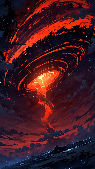 Cosmic Red Vortex Explosion Space Nebula Abstract Art - Free 4K & 8K Mobile Wallpaper
