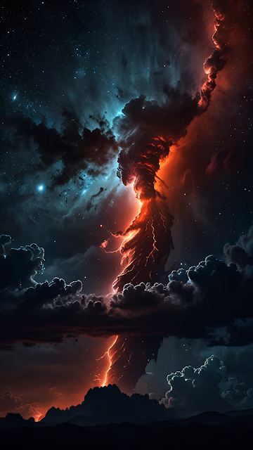Cosmic Volcanic Storm Nebula Fantasy Art - Free 4K & 8K Mobile Wallpaper