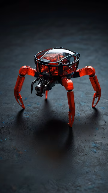 Cybernetic Red Spider Drone with Transparent Shell - Free 4K & 8K Mobile Wallpaper
