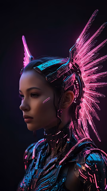 Cybernetic Valkyrie Neon Pink Armor Portrait - Free 4K & 8K Mobile Wallpaper