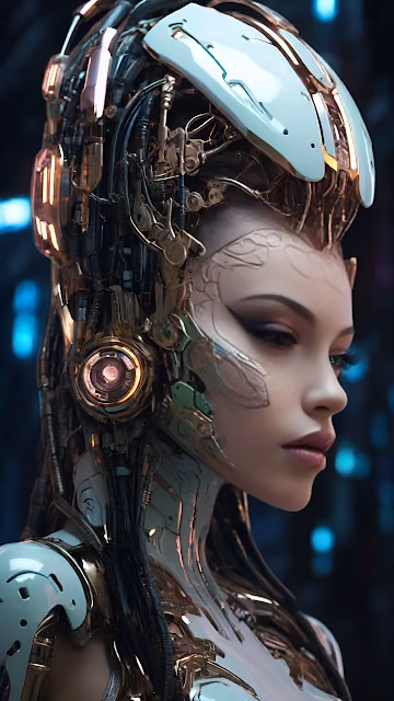 Cybernetic Woman with Exposed Neural Circuitry in Profile - Free 4K & 8K Mobile Wallpaper
