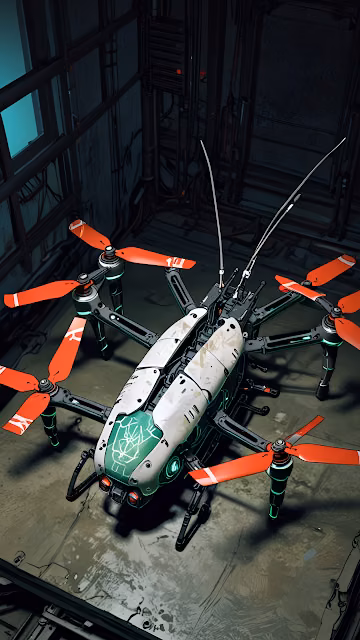 Cyberpunk Maintenance Drone with Insectoid Design - Free 4K & 8K Mobile Wallpaper