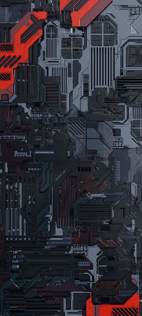 Cyberpunk Mechanical Plating Texture Red Accents - Free 4K & 8K Mobile Wallpaper