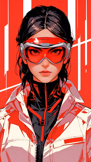 Cyberpunk Woman Portrait Red Goggles Tactical Suit Art - Free 4K & 8K Mobile Wallpaper