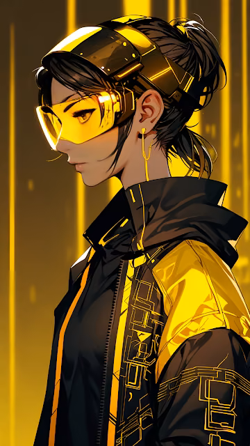 Cyberpunk Woman in Yellow Goggles and Tech Jacket - Free 4K & 8K Mobile Wallpaper