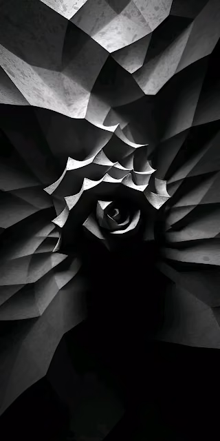 Dark Geometric Spiral Abstract Architecture Monochromatic - Free 4K & 8K Mobile Wallpaper