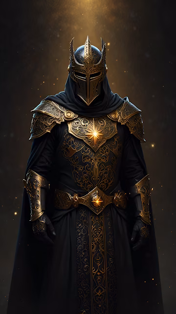 Dark Knight in Ornate Gold and Black Armor - Free 4K & 8K Mobile Wallpaper