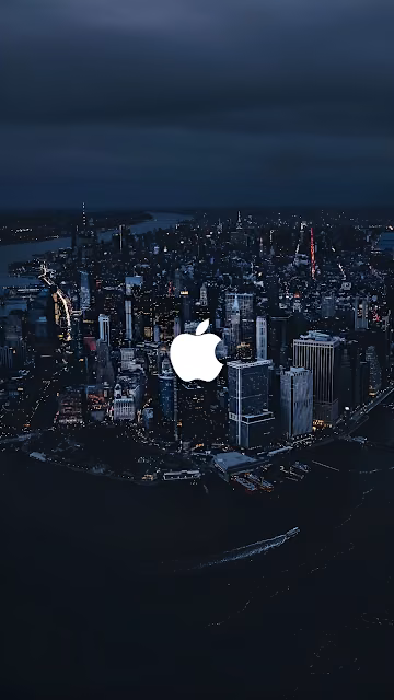 Dark Metropolis Skyline Apple Logo Corporate Branding - Free 4K & 8K Mobile Wallpaper