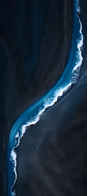 Dark Sand Beach Aerial View Turquoise Wave Minimalist Ocean - Free 4K & 8K Mobile Wallpaper