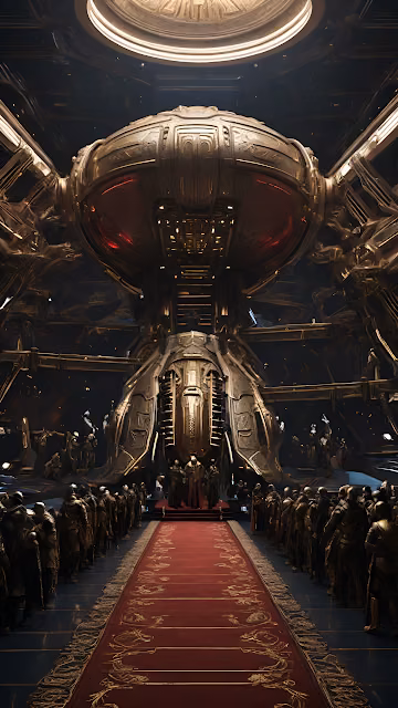Dark Sci Fi Throne Room Golden Alien Command Center - Free 4K & 8K Mobile Wallpaper
