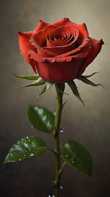 Deep Red Rose Macro Dew Drops Dark Moody - Free 4K & 8K Mobile Wallpaper