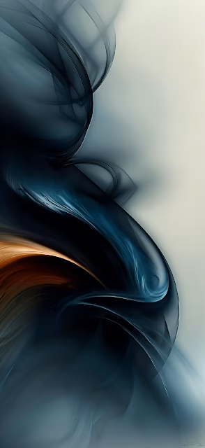 Deep Teal Copper Flowing Abstract Fractal Art Vertical Design - Free 4K & 8K Mobile Wallpaper