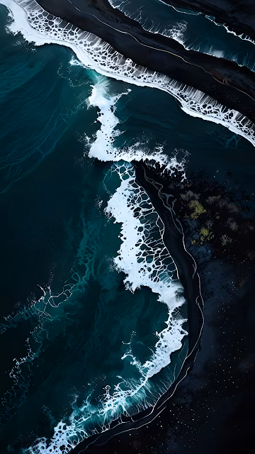 Deep Teal Ocean Waves Aerial View Abstract Texture - Free 4K & 8K Mobile Wallpaper