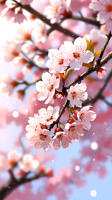 Delicate Pink Cherry Blossoms Spring Sunlight Bokeh - Free 4K & 8K Mobile Wallpaper