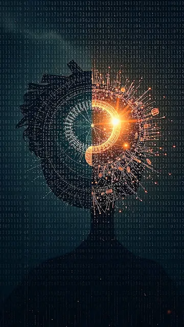 Digital Consciousness and Exploding Binary Code Mind - Free 4K & 8K Mobile Wallpaper
