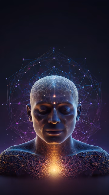 Digital Consciousness Wireframe Portrait Art - Free 4K & 8K Mobile Wallpaper
