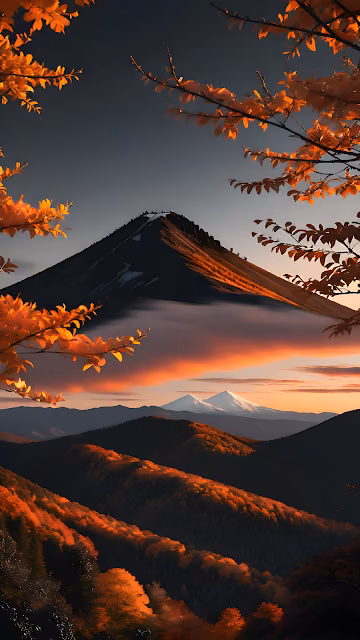 Dramatic Autumn Mountain Sunset View Orange Foliage - Free 4K & 8K Mobile Wallpaper