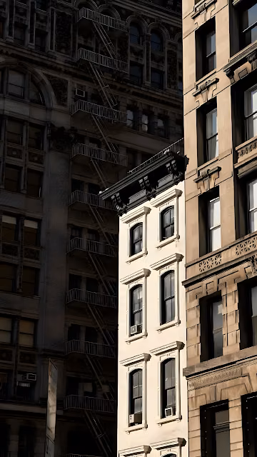 Dramatic City Architecture Facades Fire Escape New York Style - Free 4K & 8K Mobile Wallpaper