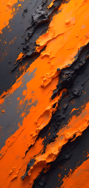 Dynamic Abstract Impasto Texture in Orange and Charcoal Gray - Free 4K & 8K Mobile Wallpaper