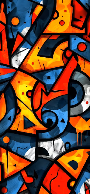 Dynamic Geometric Pattern Red Orange Blue Contrast - Free 4K & 8K Mobile Wallpaper