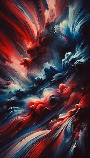 Dynamic swirl of crimson and cobalt paint in cosmic chaos - Free 4K & 8K Mobile Wallpaper