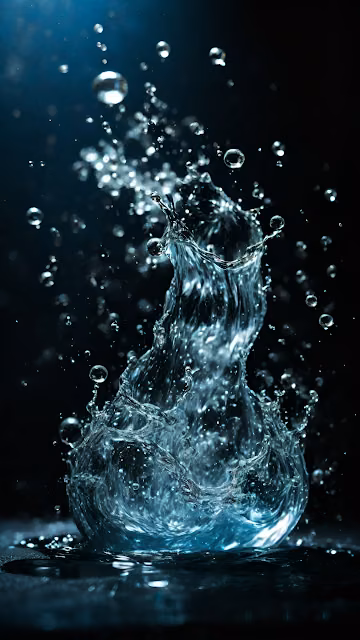 Dynamic Water Splash Sculpture Dark Background - Free 4K & 8K Mobile Wallpaper