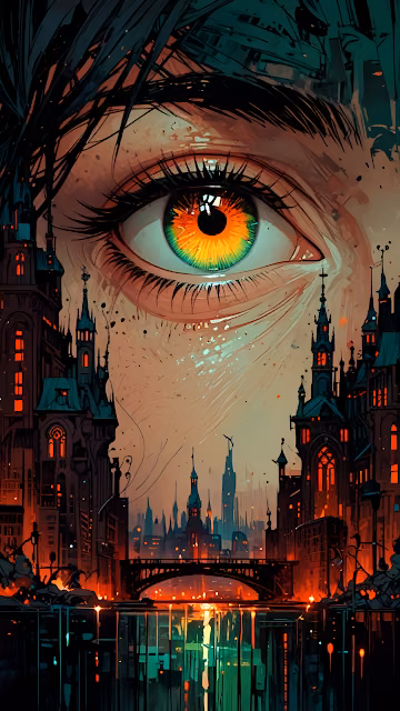 Dystopian City Eye Reflection Surreal Artwork - Free 4K & 8K Mobile Wallpaper