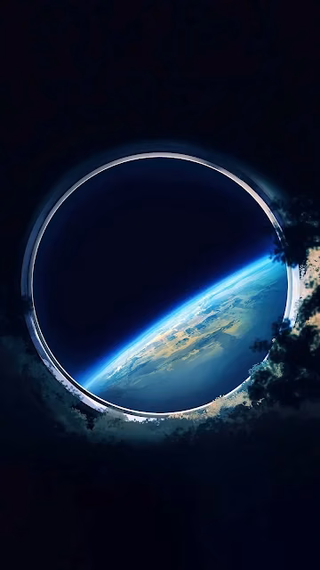 Earth Horizon View from Spacecraft Porthole Window - Free 4K & 8K Mobile Wallpaper